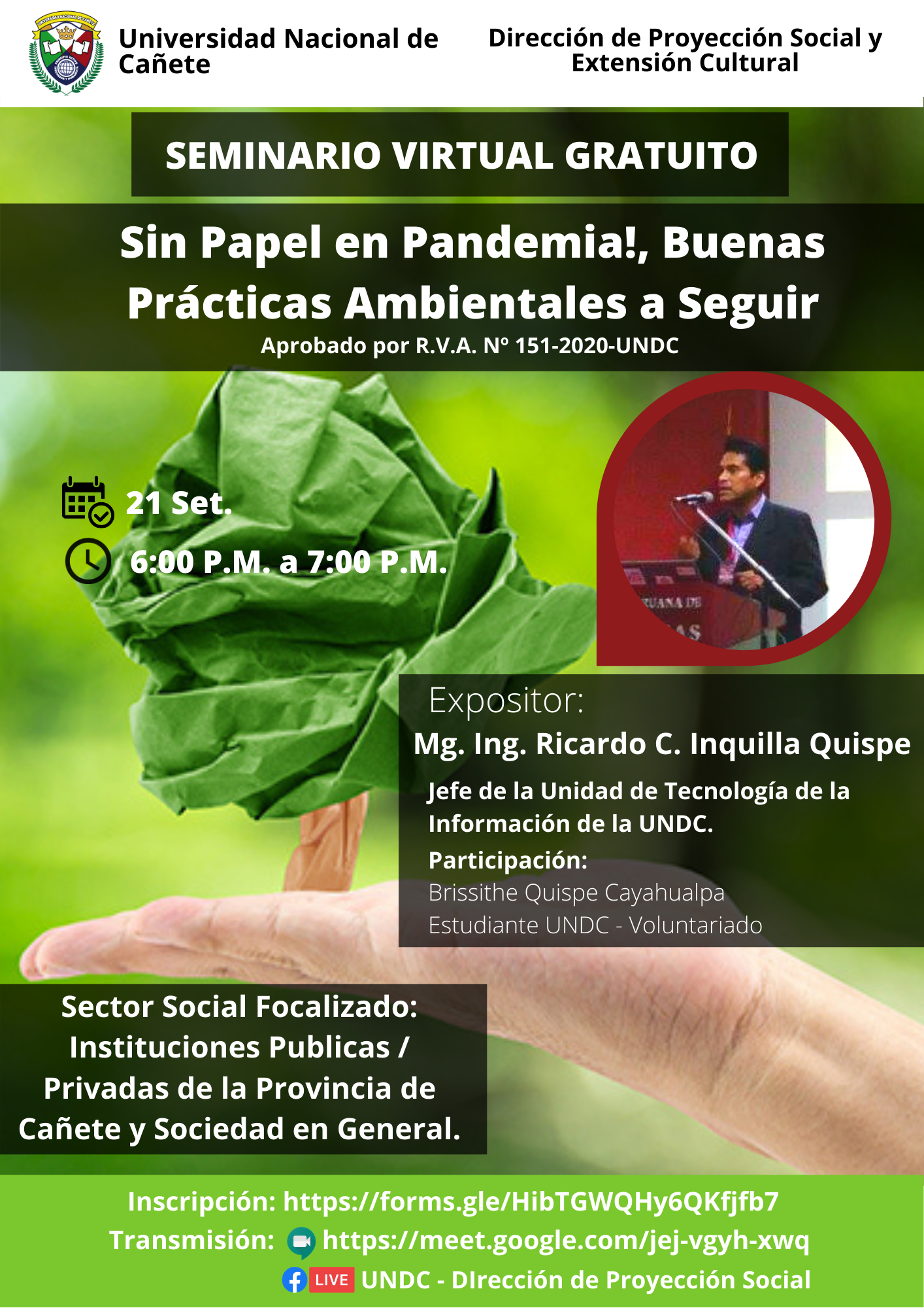 Seminario Virtual Gratuito: Sin Papel en Pandemia!, Buenas Prácticas Ambientales a Seguir.