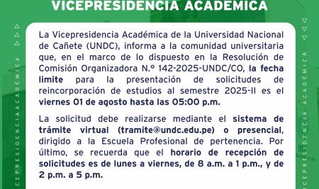 REINCORPORACIÓN DE ESTUDIOS AL SEMESTRE 2025-II